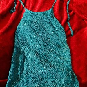 Turquoise Crochet Halter Top